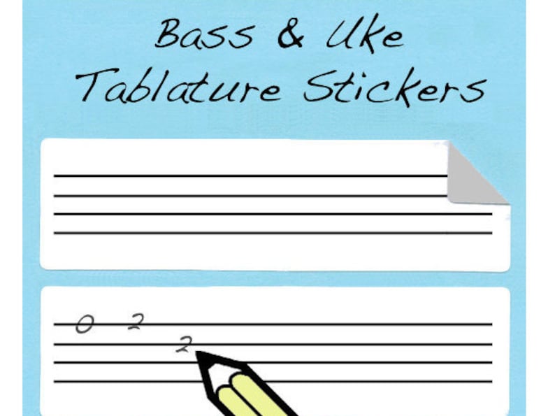 Bass & Ukulele 4 String Tablature Stickers Free Shipping 75 Etsy