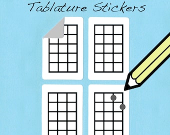 Electric Bass and Ukulele / Uke / Ukelele Tablature Stickers (250 pack)  - Free Shipping