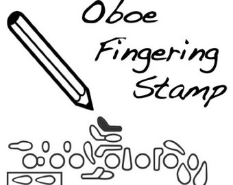 Oboe Fingering Rubber Stamp -     ( Loree, Fox, Buffet, Reed, Music)