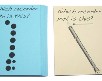 Recorder Fingering and Parts  Flashcards - Brand new item.