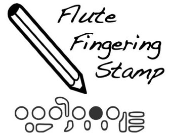 Flute Fingering Rubber Stamp -    A great music teacher and student aid. (Piccolo, Musician, Music, Woodwind)