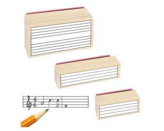 Music Staff Rubber Stamp Gift Pack. (3 Useful Rubber Stamps and Black Stamp Pad)