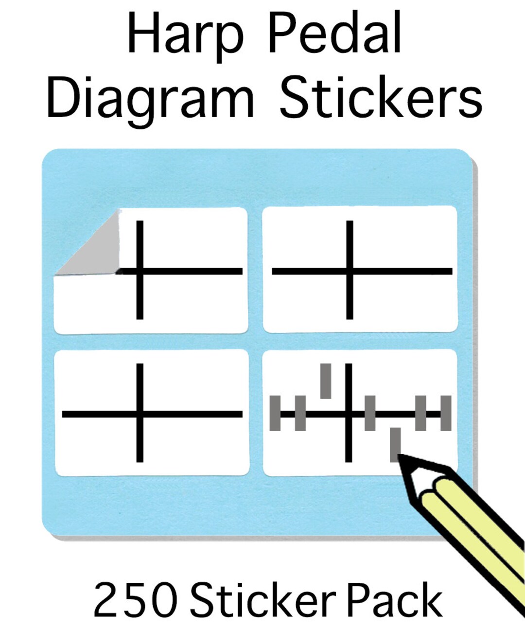 Harp Pedal Notation Stickers 250 Pack Free Shipping Etsy