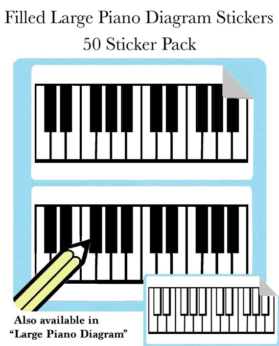 Filled Large Piano Keyboard Diagram Stickers 50 Sticker Per Etsy