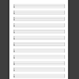 A4 Gitarren Tabulatur Papier: Download und druckbare PDF Ideal für Musiklehrer. 12 Zeilen