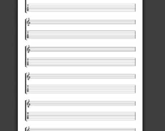 A4 Guitar Treble Clef & Tablature Paper Portrait: Download and Printable PDF Great for music teachers. 6 lines