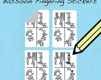 WhirlWindPress.ca Fagott Griffweise Diagramm Aufkleber (156 Aufkleber Pack)