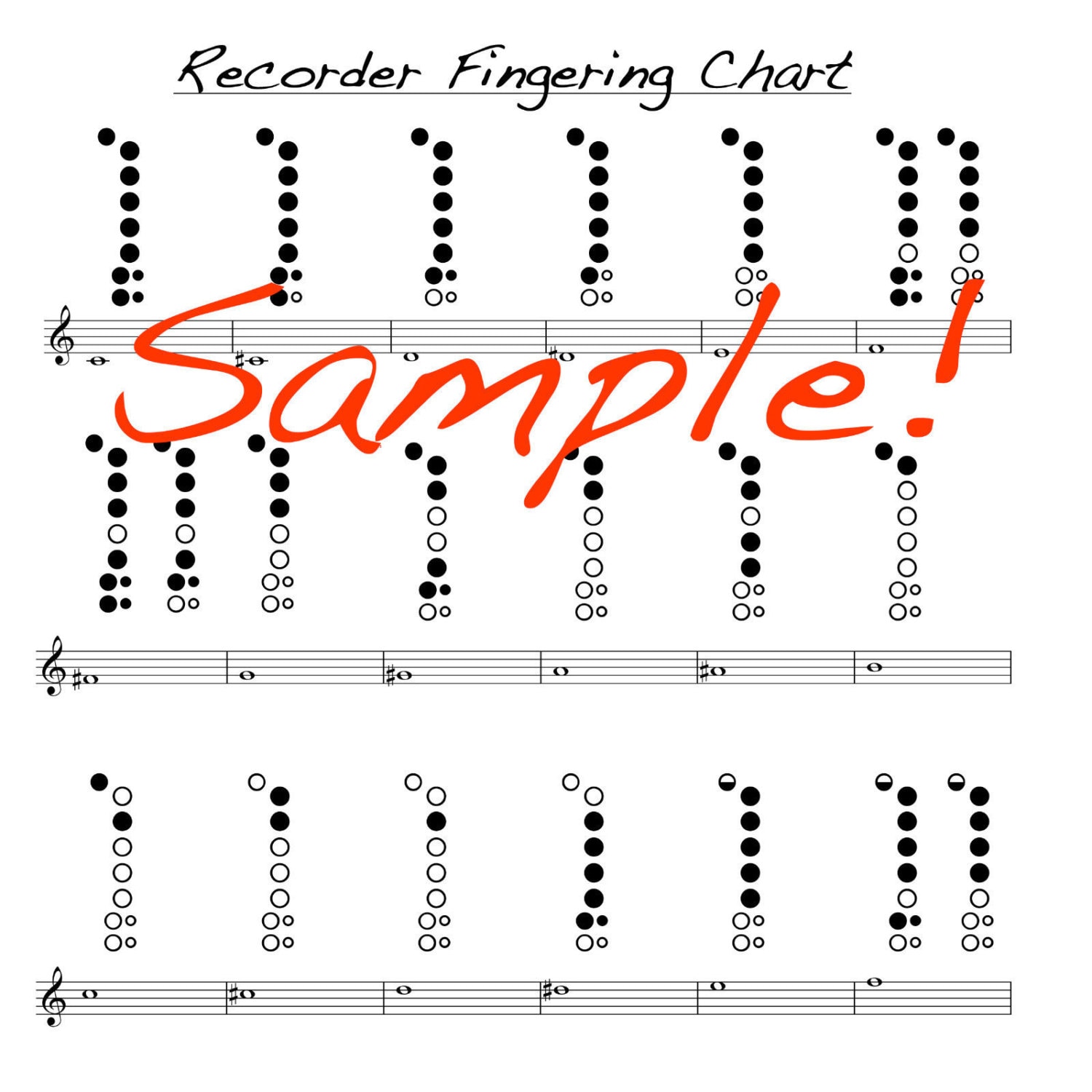 Alto Recorder Chart