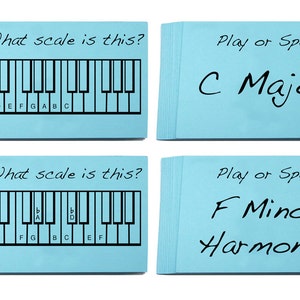 Flashcards de escala de música - 50 Flashcard para aprender todas sus escalas menores mayores, armónicas, melódicas y naturales