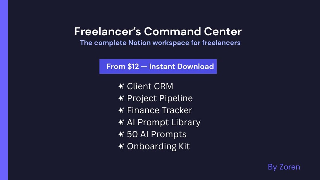 Freelancer Notion Template | Client CRM + Project Manager + Finance ...