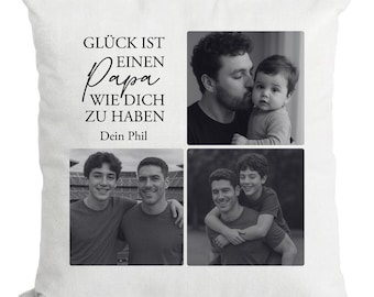 Personalisiertes Kissen Vater Geschenk Vatertag mit Foto Wunschname Fotokissen Papa Geburtstag Geschenk Familie Kissen personalisiert