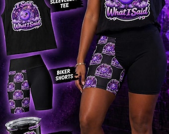 Purple 'I Said What I Said' Shorts