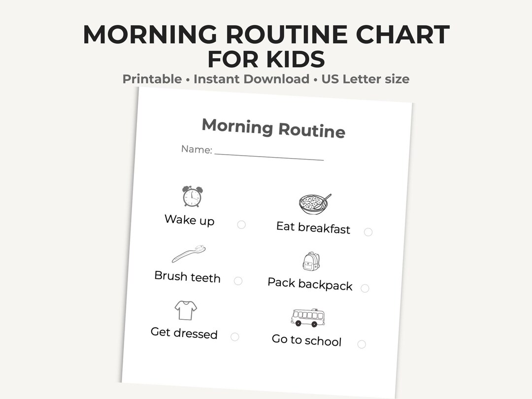 Morning Routine Chart Kids Printable | Daily Routine for Kids | Visual ...