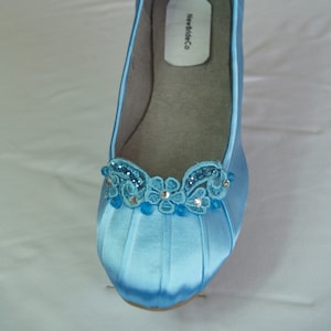 Light Blue Satin Pointy Toe Flats With Front Satin Bow Women Wedding Shoes Blush Pink Bridesmaid Shoes Women Shoes Etsy UK