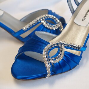 blue open toe wedding shoes