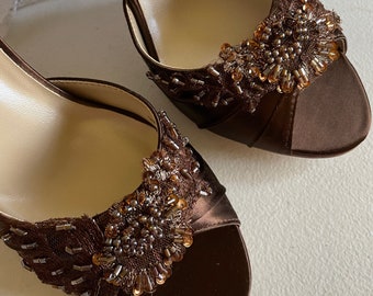 brown wedding heels