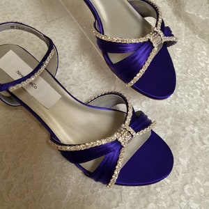 Purple low heel sandals store