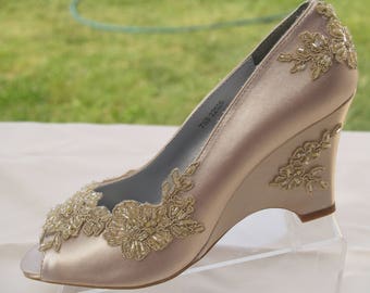 taupe satin shoes