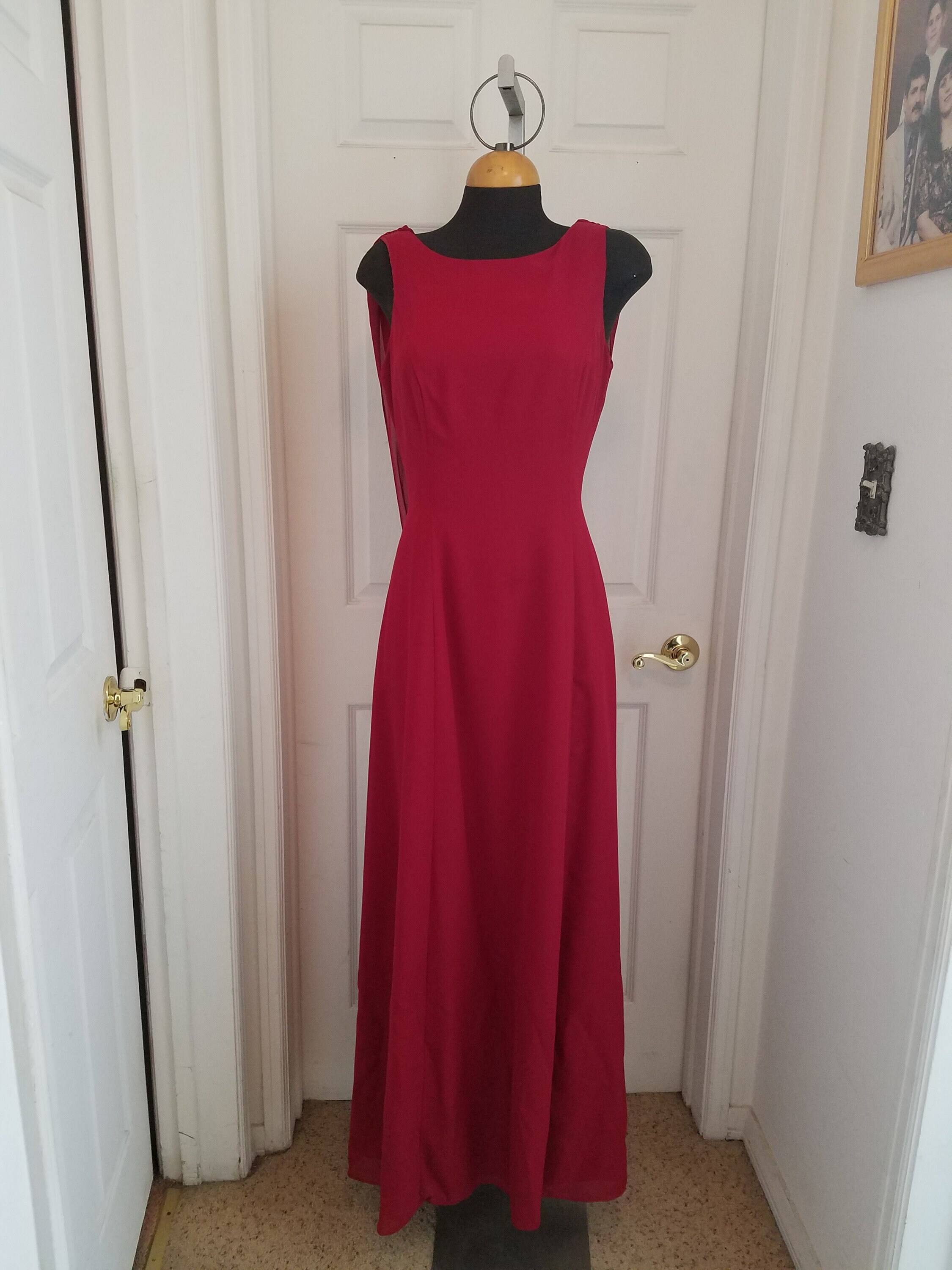 Red dress Long Dress size 10 Low back chiffon red dress lined | Etsy