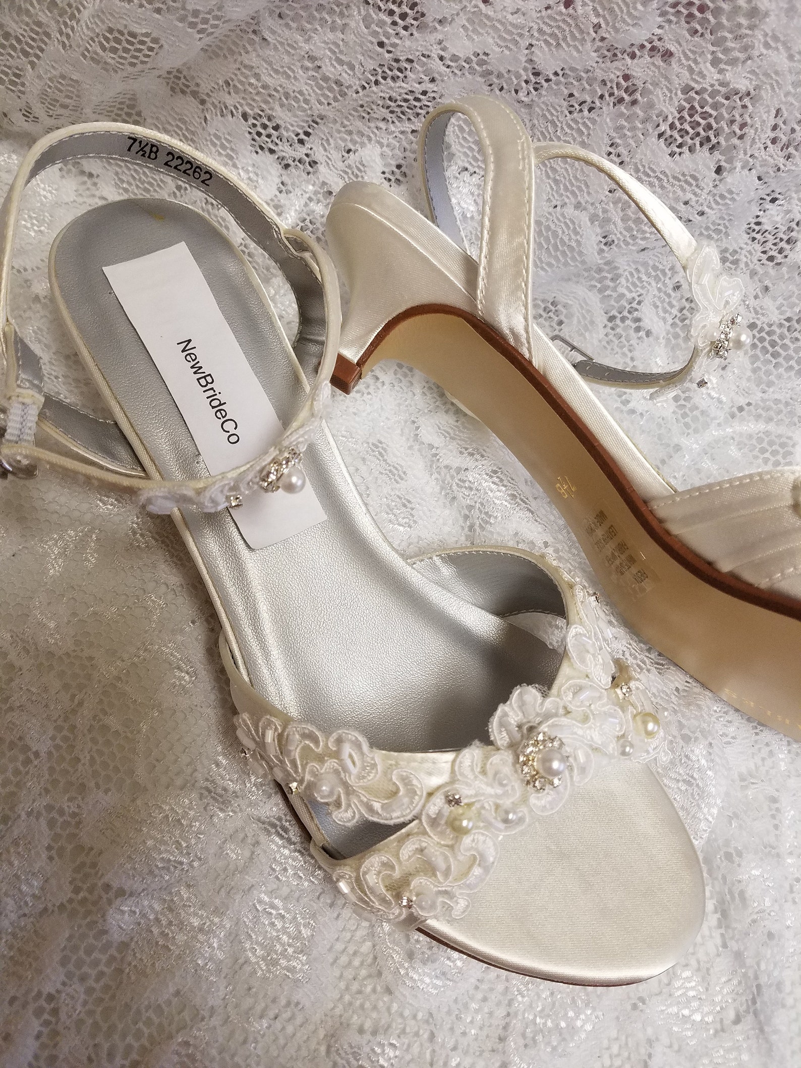 Ivory Kitten Heel Shoe Bling Pearls Lace 1 1/4 | Etsy