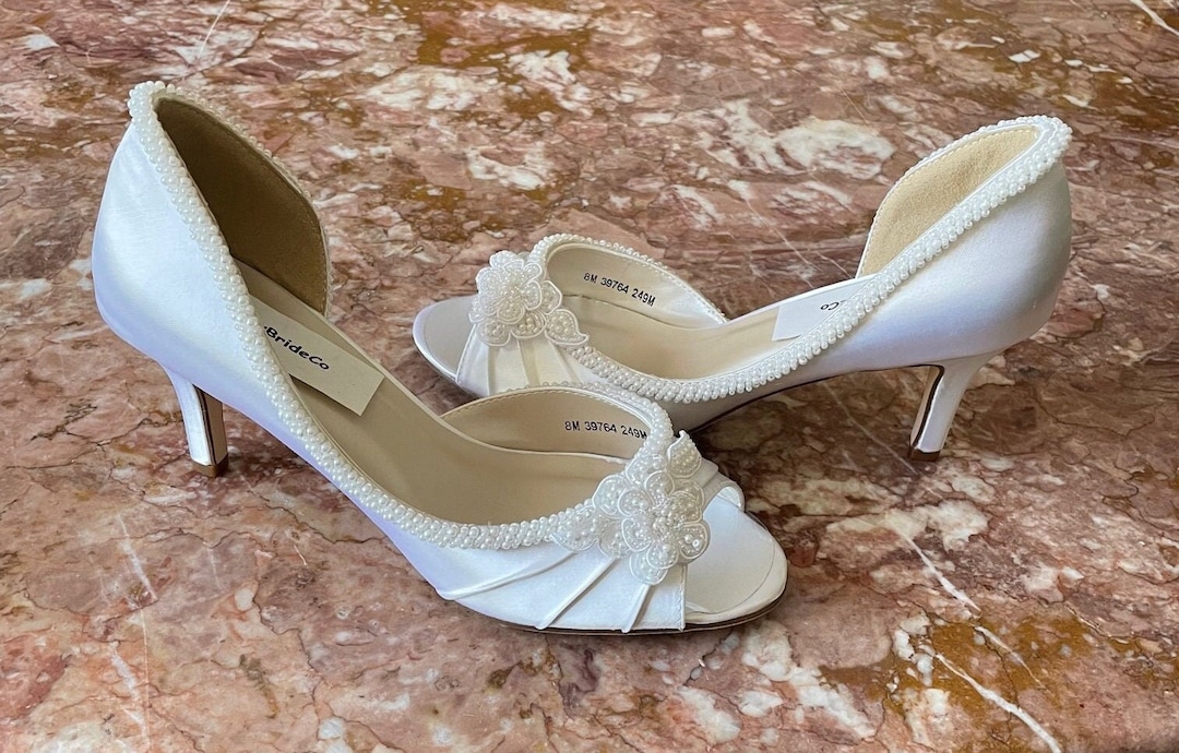 Wedding Shoes Mid Heels White Harriet Ivory Suede Mid Heel Emmy London