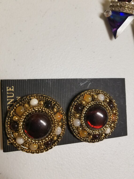 90s earrings copper tones, 90s earrings purple gl… - image 5
