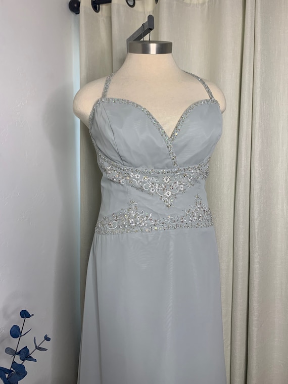 Gorgeous Ocean Gray Beaded Formal Gown Size 14 by… - image 6