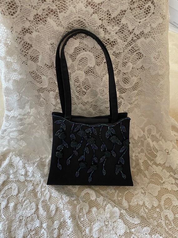 NAVY BLUE BEADED Evening bag, small navy blue pur… - image 8