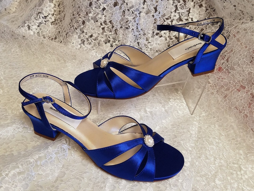 Royal Blue Low Heel Shoes M and W Width Short Heel 200 Colors, Short ...