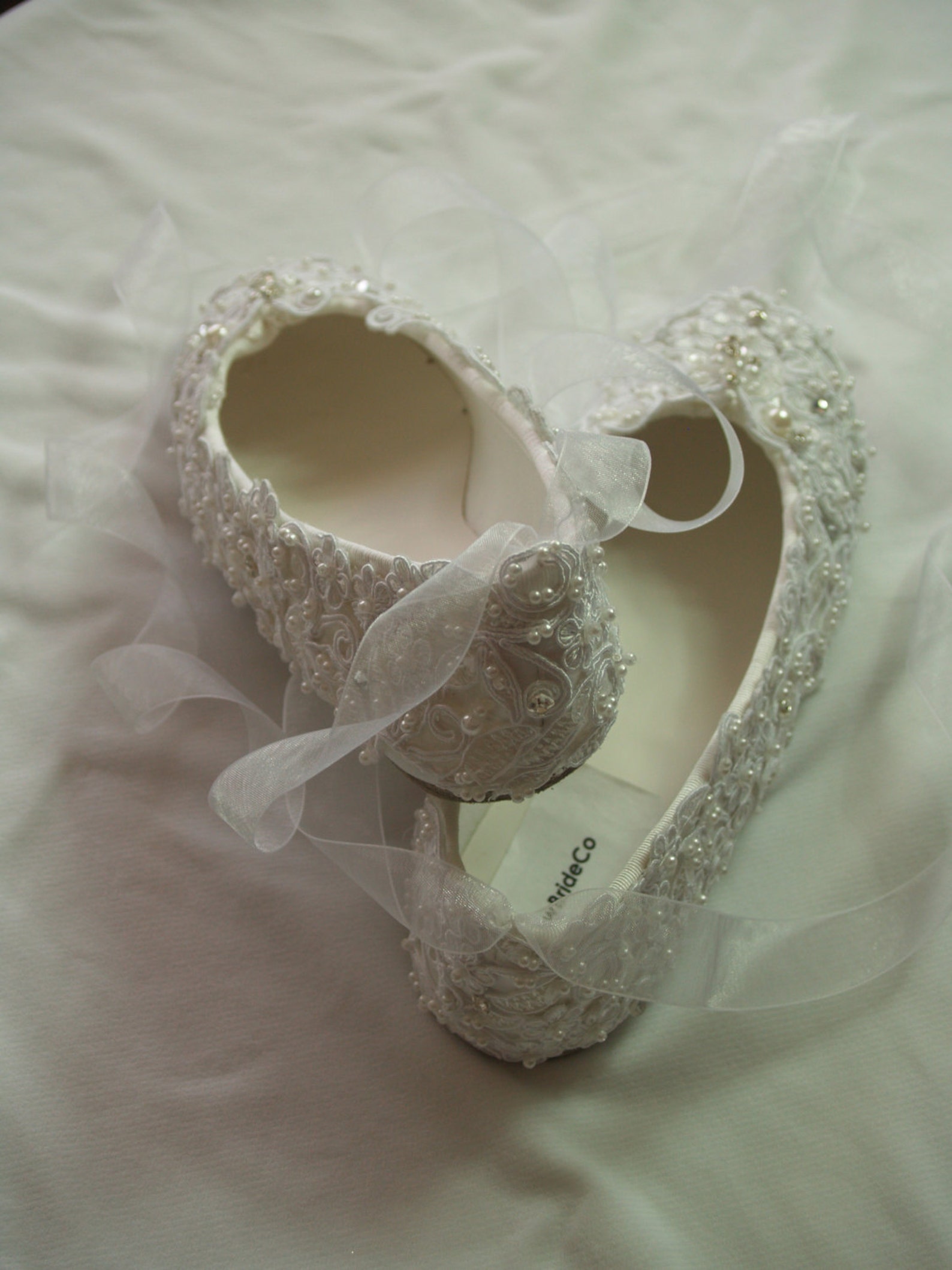 wedding ballet style slippers regally enhanced w lace swarovski crystals and pearls - white or ivory, edwardian, great gatsby, o