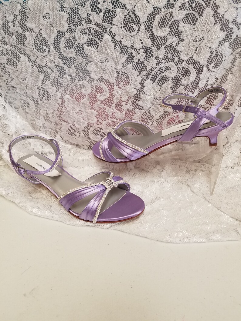 Kitten Heel Purple Shoes Bling Blingvery Low Heel Purple Etsy