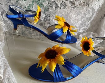 Royal blue top and yellow heels