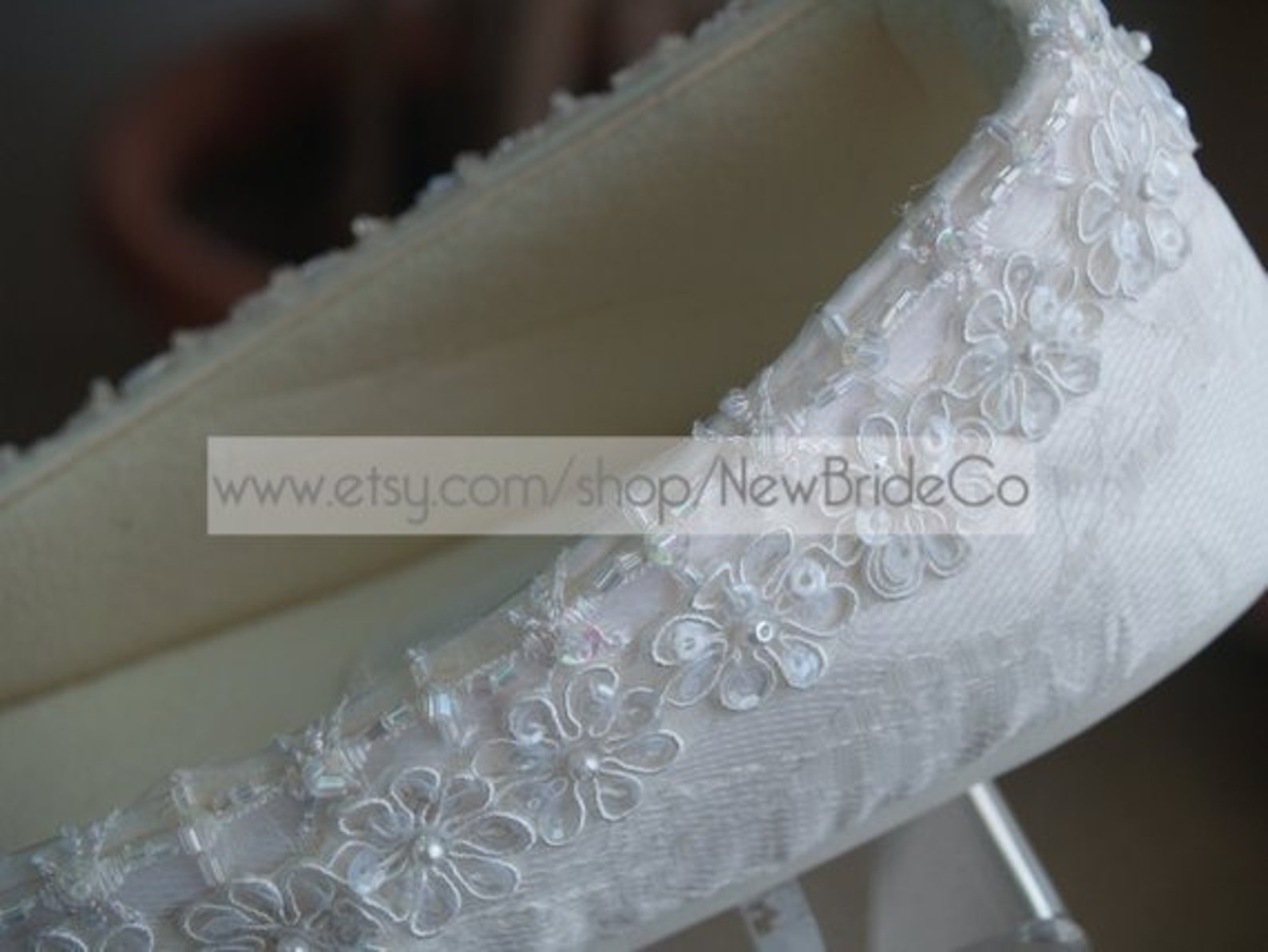 wedding ivory flats vegan shoes embellished with beading edge and sequins appliques, gorgeous victorian ballet style slippers, p