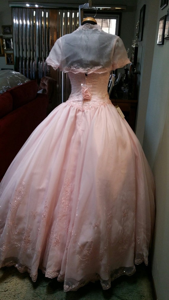 Pink Wedding Dress strapless and bolero jacket,Pin