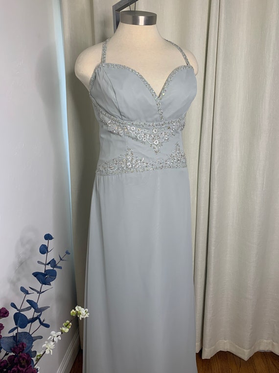 Gorgeous Ocean Gray Beaded Formal Gown Size 14 by… - image 5