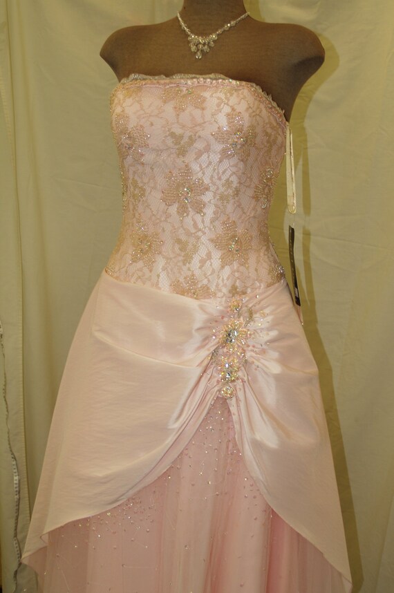 Prom Vintage Dress Pink, strapless dress beaded b… - image 2
