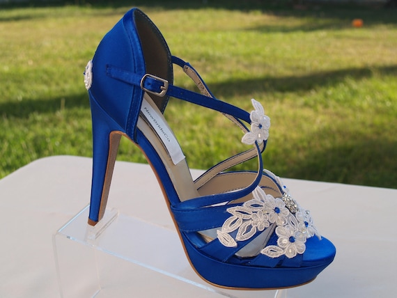 royal blue and white heels