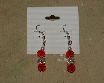 Red dangling Earrings SALE Ruby red faceted round glass, Prom, Mother of the, Wedding Jewelry, Valentines, Holiday, Red Wedding, Gift