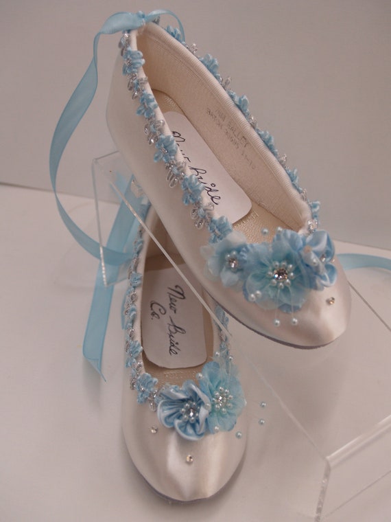 Flower Girls Ballet Style Slipper Blue 