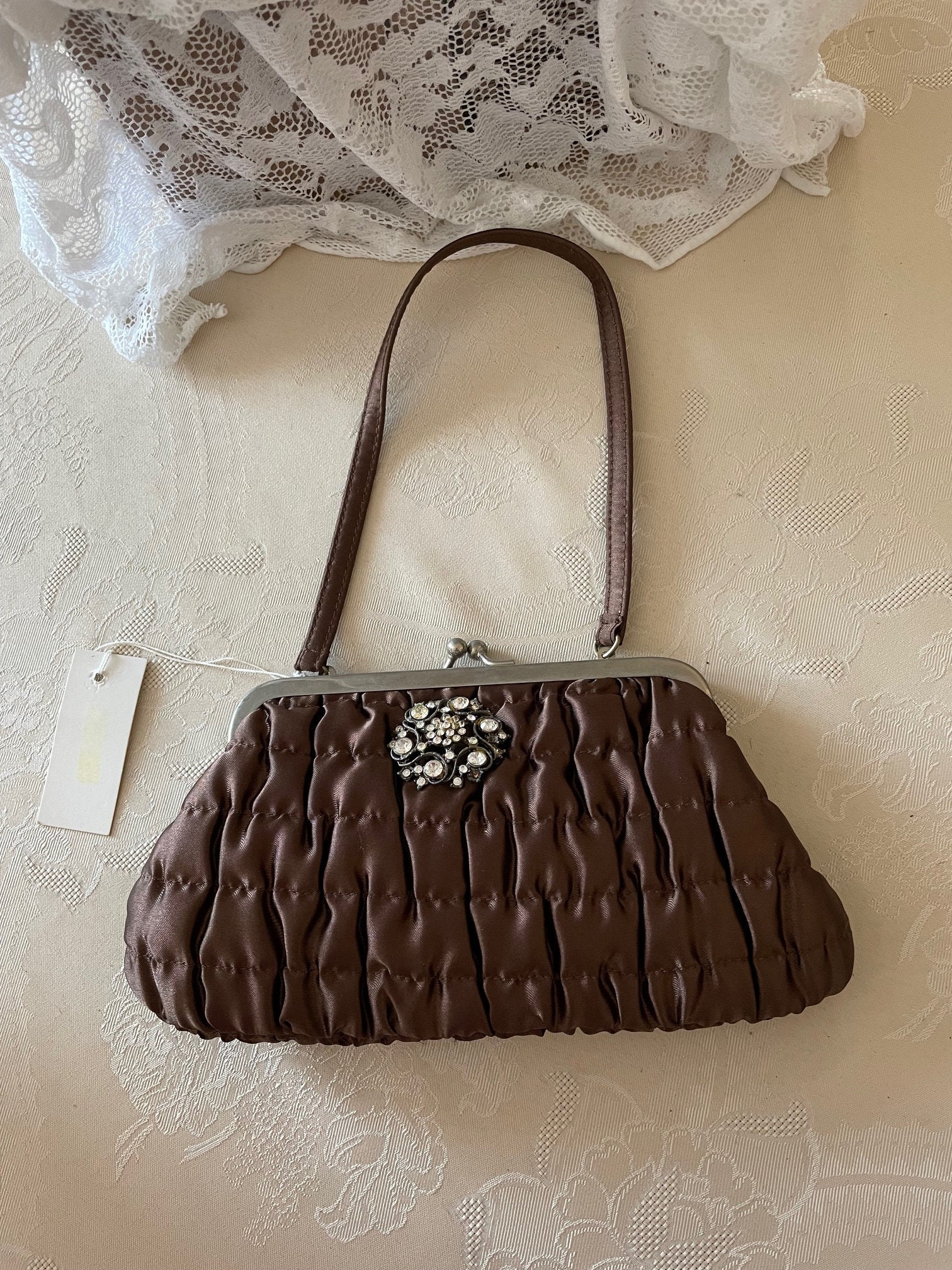 Sac à Main Vintage Marron - Faux Cuir - Idéal Cérémonie & Cocktail - Occasion