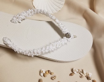 Wedding beach sandals 1/2'' heel,White Flip Flops,Destination Beach sandal,Cruise Wear sandal,Honey moon Cruise Wear,Daytime Wedding sandals