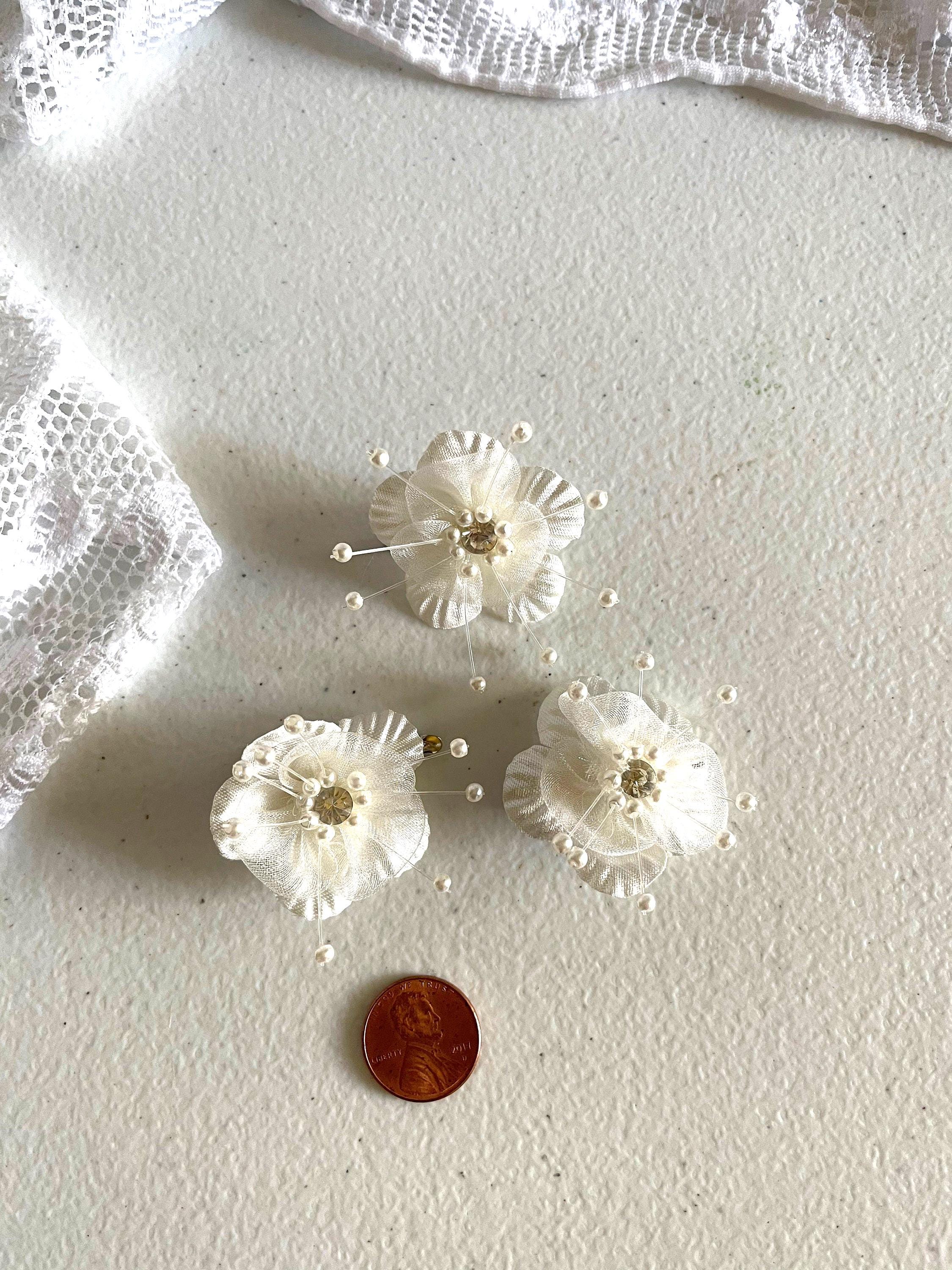 2 Ivory Hair Flowers, Brides Hair Flowers Ivory Plus More Colors