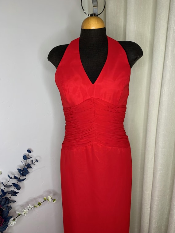 sachin and babi light blue dress Notte by Marchesa Red Silk Chiffon Halter Evening Gown L Notte By Marchesa