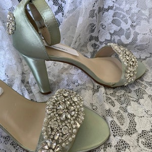 SAGE Heel Shoes Bling Bridal Thick Heels Trimmed With Lots of - Etsy