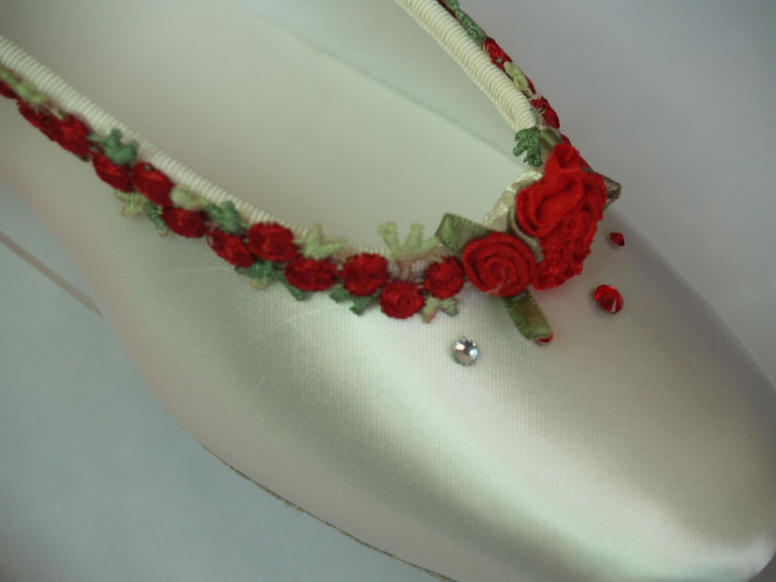 wedding red flowers flats ivory or white ballet style slipper style lace up ribbon style, romantic, valentine's day, touch o wedding red flowers flats ivory or white ballet style slipper style lace up ribbon style, romantic, valentine's day, touch o