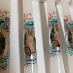 Baptism candles with guardian angel picture in a gift box, Vela de Bautizo, Guardian angel candle, Baptism Candle Sale