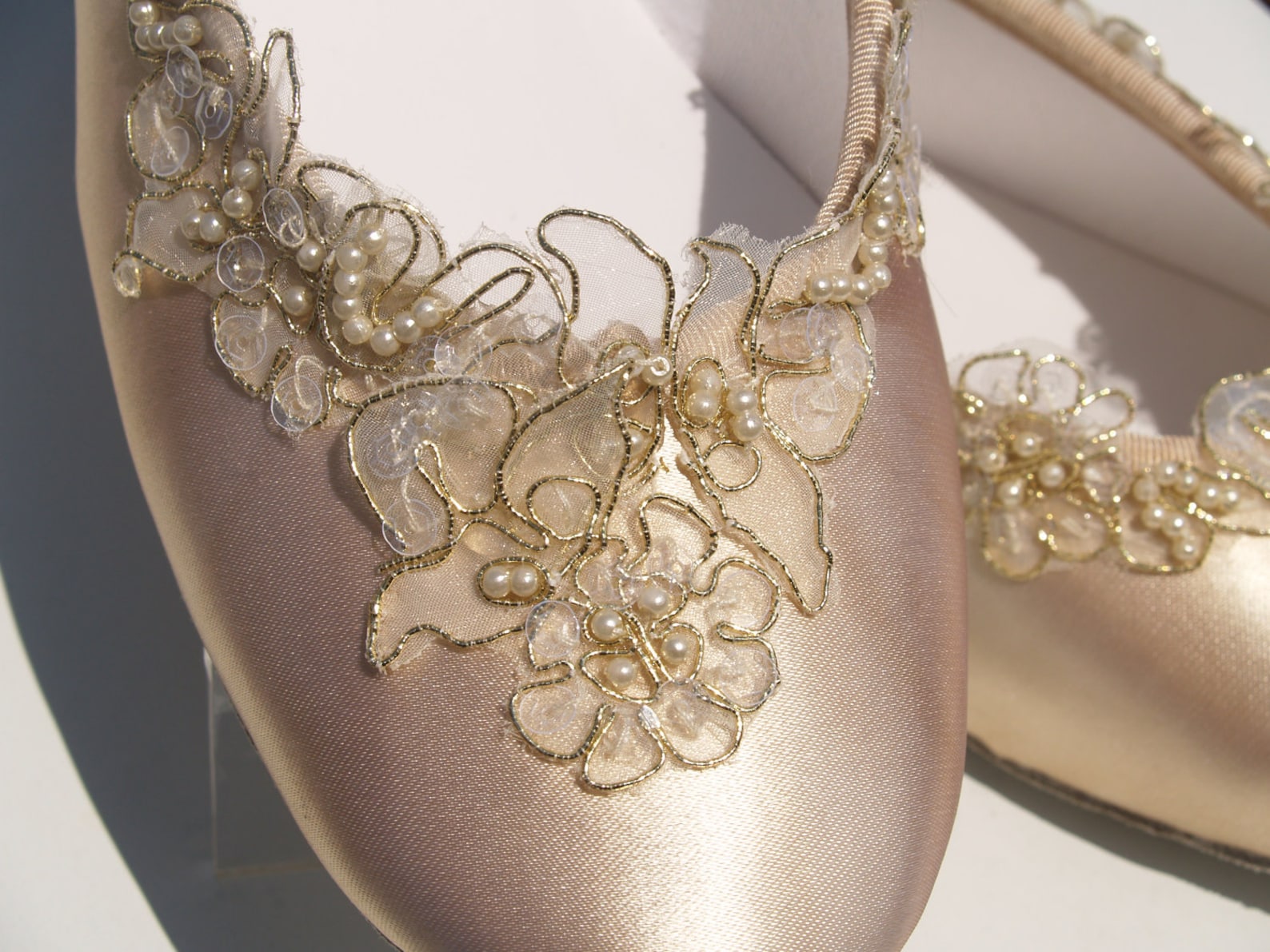 size 9 & 10 champagne wedding flats bridal shoe elegant gold trimmed,bridal flat shoes,satin ballet style slipper,romantic,ready size 9 & 10 champagne wedding flats bridal shoe elegant gold trimmed,bridal flat shoes,satin ballet style slipper,romantic,ready