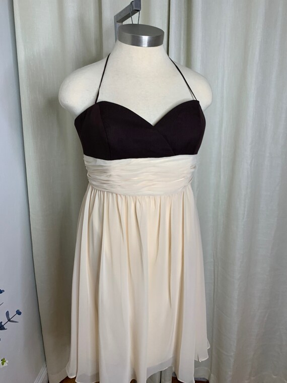 wearing formal dress quotes Deep V-Neck Halter Empire Two Tone Prom Dress – Movousdress main image 0