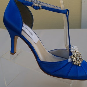 Royal Blue Wedding Shoes Vintage Style US Sizes Rounded Toe - Etsy