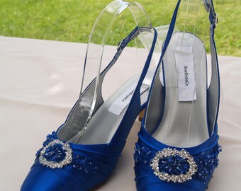 royal blue wide width heels